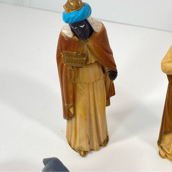 Lot of 4 Vintage Plastic Hong Kong Nativity Figurines OX Donkey 2 Wise Men. - Picture 4 of 9